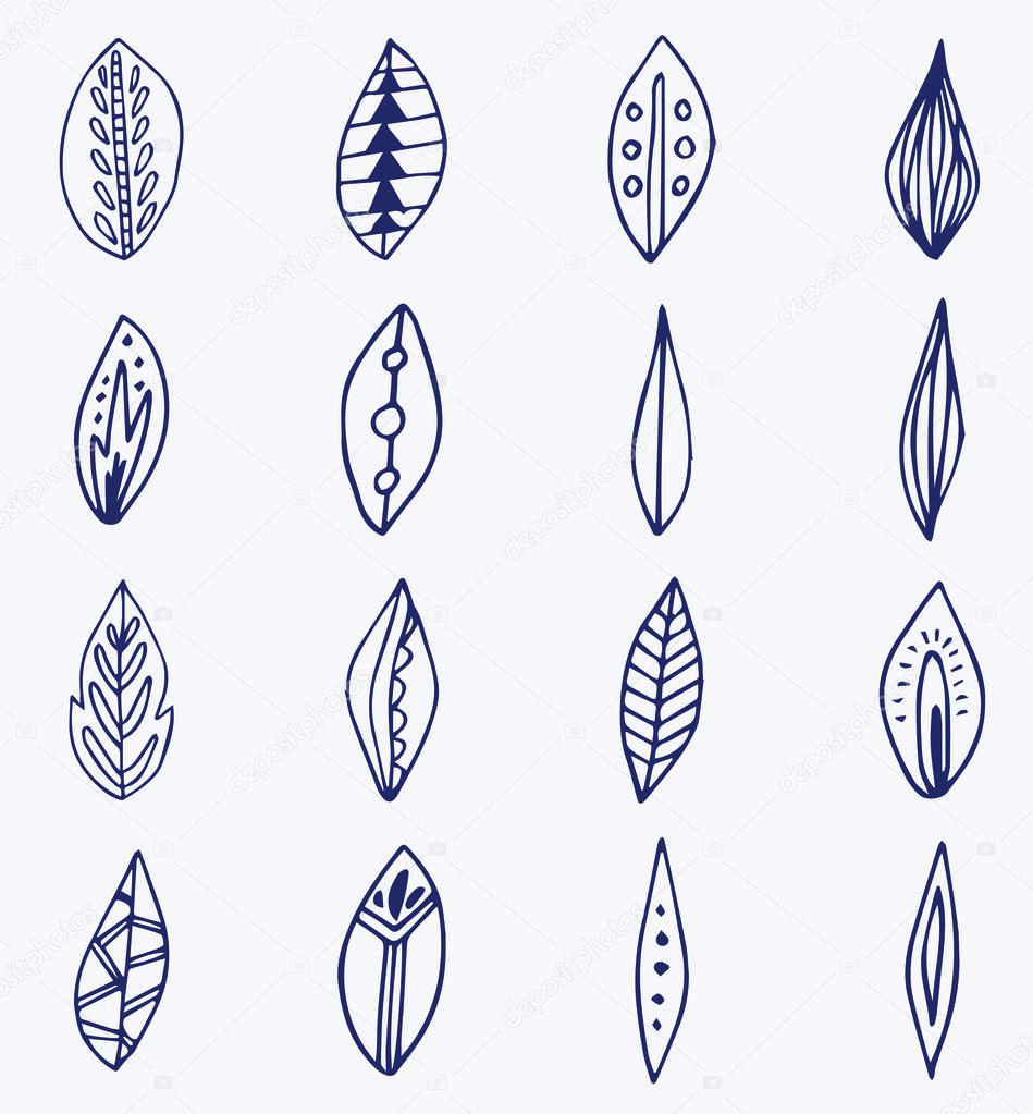 Vector icon set of leaves