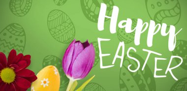 Mutlu Paskalya yeşil bir arka plana dayanır