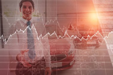 Elini ulaşan gülümseyen iş adamı