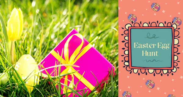 Pink gift box with easter egg — Stock Photo, Image