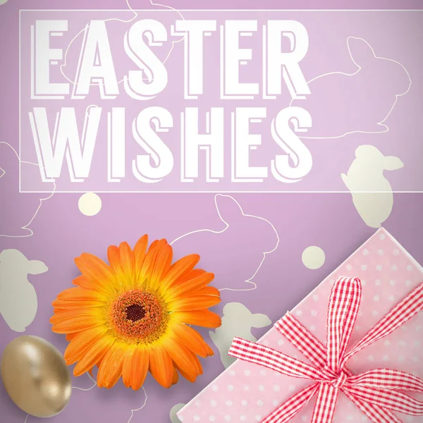 Easter greeting against picture of a flower — Stock Photo, Image