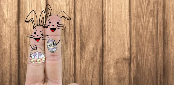 Dedos que representam o coelho da Páscoa — Fotografia de Stock