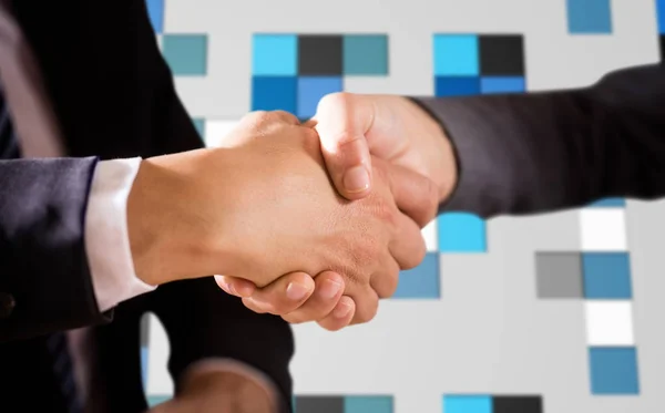 男性和女性的公司握手 — 图库照片