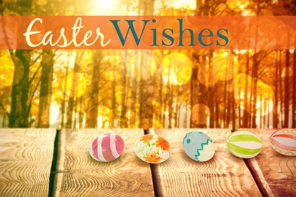 Easter greeting against autumn scene — Stock Photo, Image