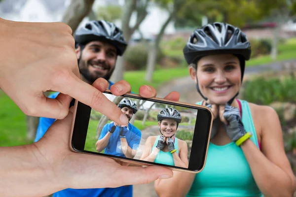 Akıllı telefon dokunmadan eller — Stok fotoğraf