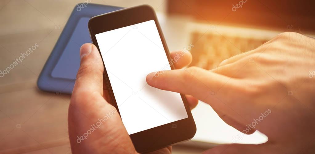 Cropped image of person holding smartphone