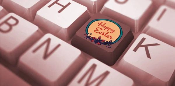 Happy Easter against keyboard — Stock Photo, Image