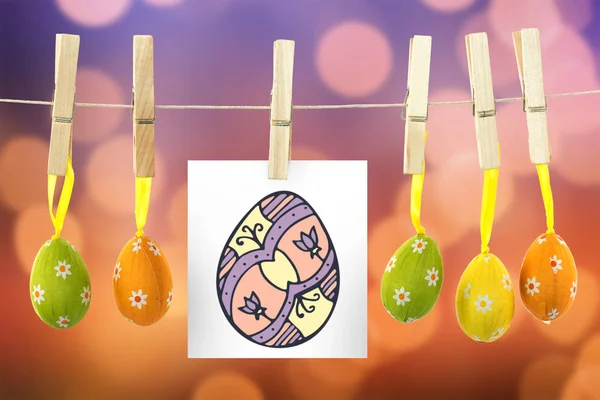 Easter eggs against glowing background — Stock Photo, Image