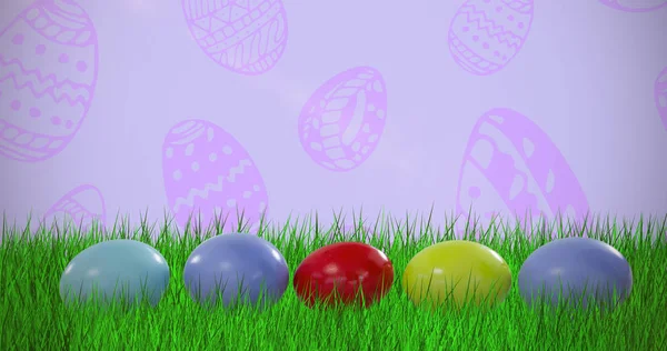 Velikonoční vajíčka uspořádány vedle sebe — Stock fotografie
