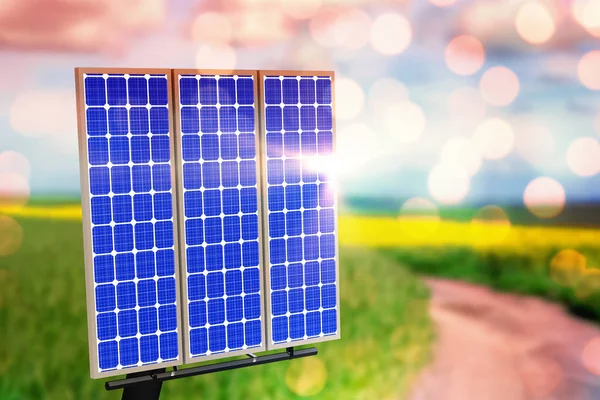 stock image Digital composite of 3d solar panel