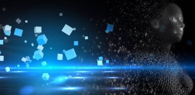 Bileşik görüntü pixelated 3d kadının