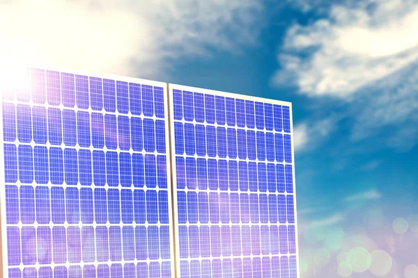 Compuesto digital de paneles solares 3d — Foto de Stock