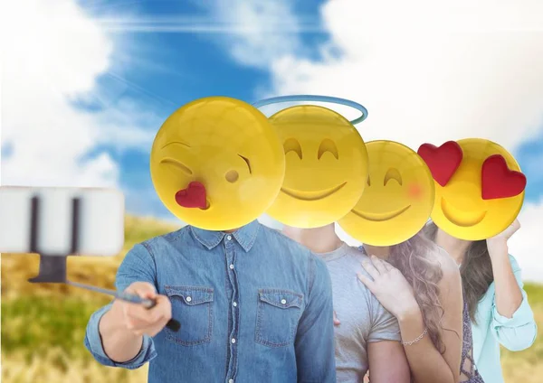 Amici emoji faccia selfi — Foto Stock