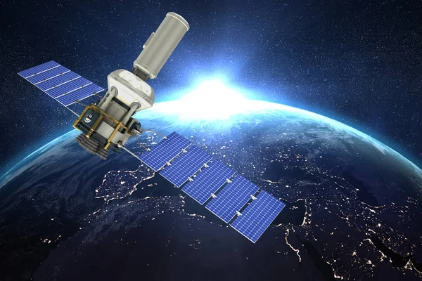 Satelit modern de energie solară — Fotografie, imagine de stoc