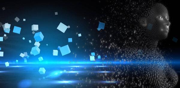 Изображение трехмерной женщины в пикселях
