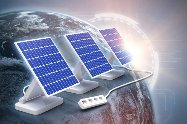Digital composite of 3d solar panels — Stock Photo, Image