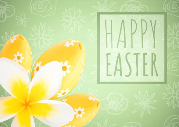Flor y huevos contra patrón de Pascua —  Fotos de Stock