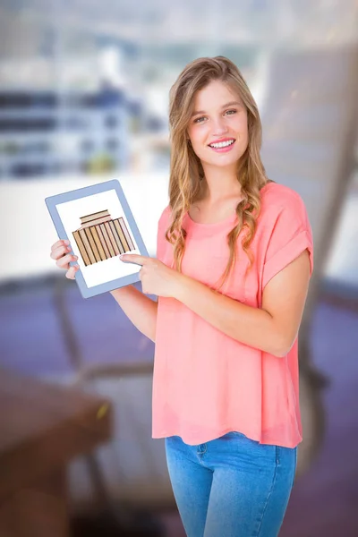 Hipster woman showing tablet pc — Stock Photo, Image