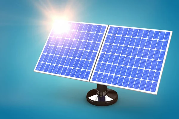 Digitale composiet van 3D-zonnepanelen — Stockfoto