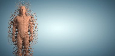 Dijital pixelated kahverengi 3d adam