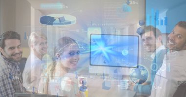 iş adamları ve grafik ve ekran