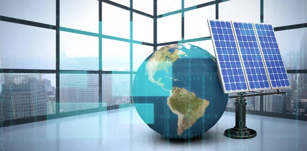 Világon napenergia berendezések — Stock Fotó