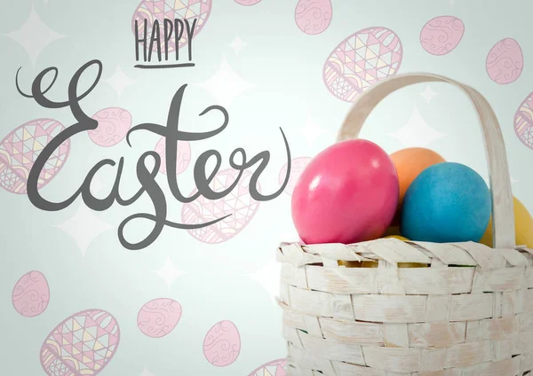 Eggs against easter pattern — Stock Photo, Image