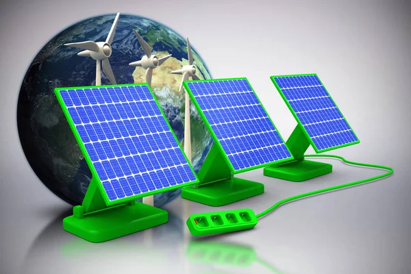 Цифровой композитный 3d солнечных панелей — стоковое фото