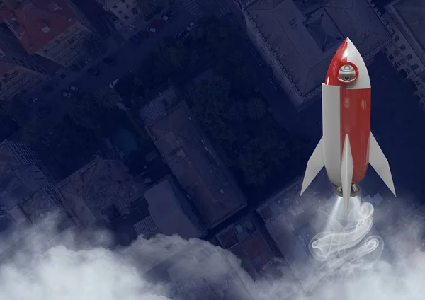 Voo de foguete 3D — Fotografia de Stock