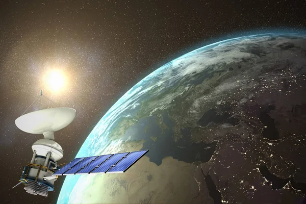 Solar powered satellit — Stockfoto