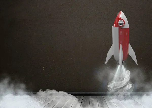 3D rocket vliegen — Stockfoto
