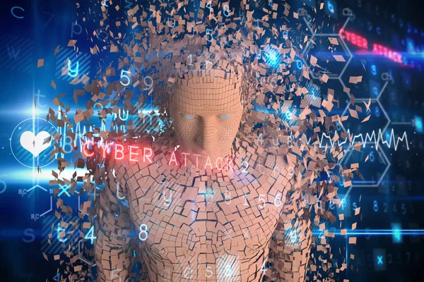 Brązowy piksele 3d człowieka — Zdjęcie stockowe