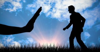 Yürüyüş işadamı birçok parçalardan oluşan imge