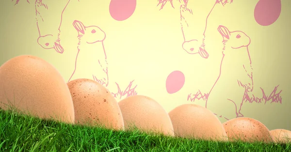 Easter eggs in front of pattern — Stock Photo, Image