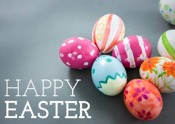 White type with easter eggs on surface — Stock Photo, Image
