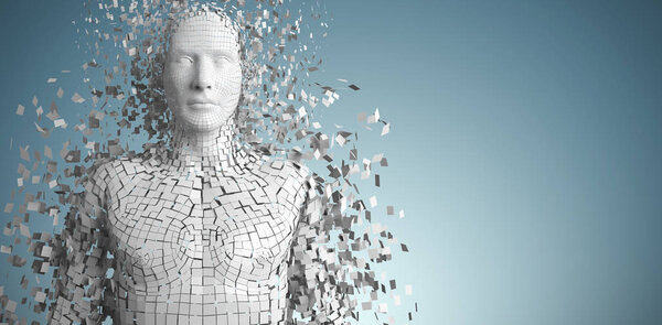 pixelated gray 3d man