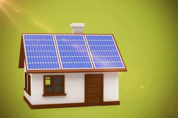 3D σπίτι που με ηλιακούς συλλέκτες — Φωτογραφία Αρχείου