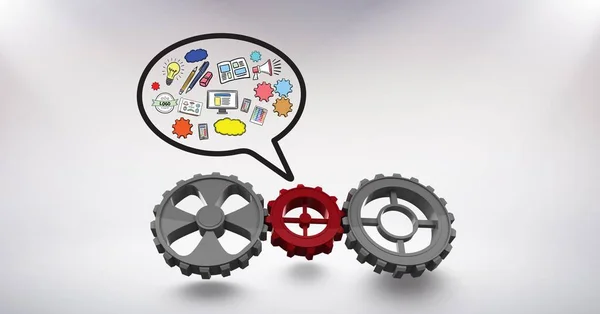 Gears with chat bubble — Stock Photo, Image