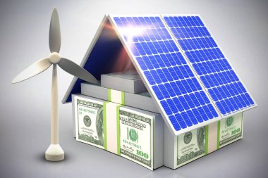 3d güneş paneli dijital bileşik