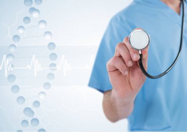 Doktor el beyaz arka plan ile stetoskop ile