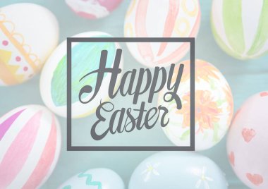 beyaz kaplama deniz mavisi tablo easter yumurta
