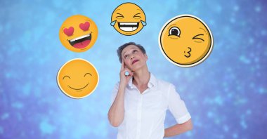 Düşünceli işkadını emojis ile
