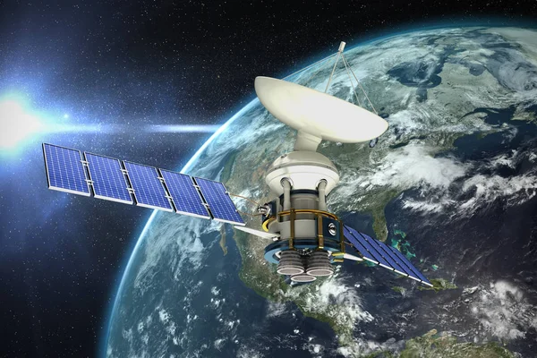 Solar satellit mot Flygfoto — Stockfoto
