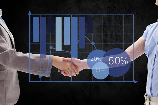 Obchodní partneři potřesení rukou Graph — Stock fotografie
