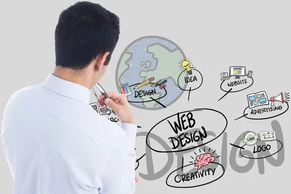 वेब डिझाइन चिन्ह सह व्यवसायाचा डिजिटल संमिश्र प्रतिमा — स्टॉक फोटो, इमेज
