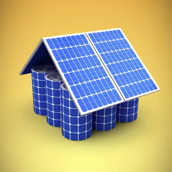 Haus aus Sonnenkollektoren — Stockfoto