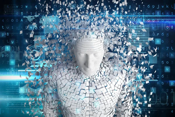 Digitally generated gray pixelated 3d man — Stock Photo, Image