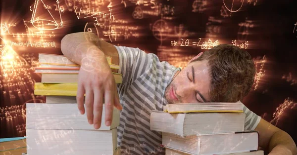 Studente dormire sui libri — Foto Stock