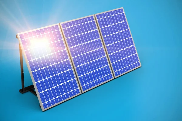 Composição digital 3d painéis solares — Fotografia de Stock