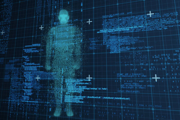 pixelated digital 3D man
